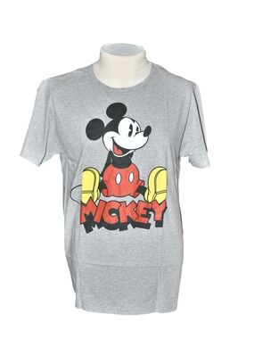 New Disney Gray Mickey Mouse Graphic Tee Mens Unisex with Red and Yellow Size L